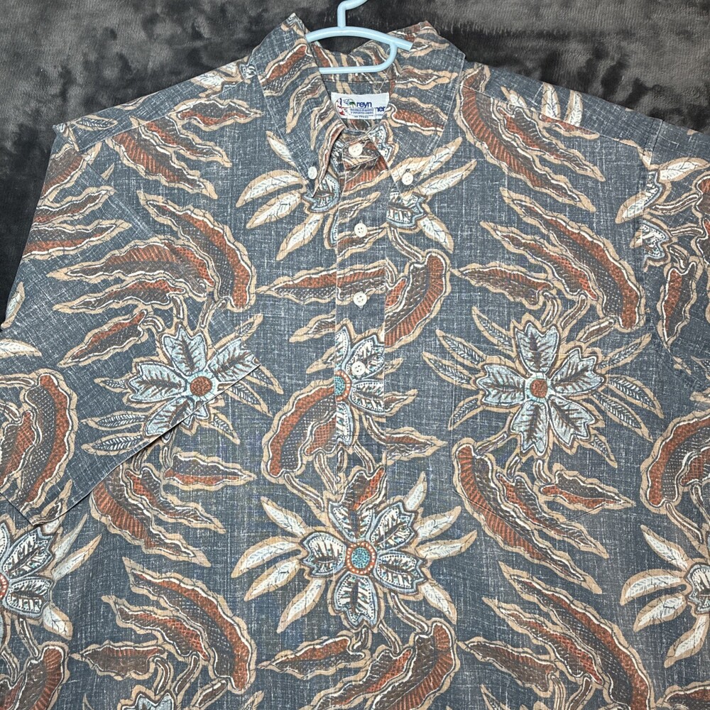 Vintage Reyn Spooner Hawaiian Shirt Mens Large Floral Button Popover Tropical
